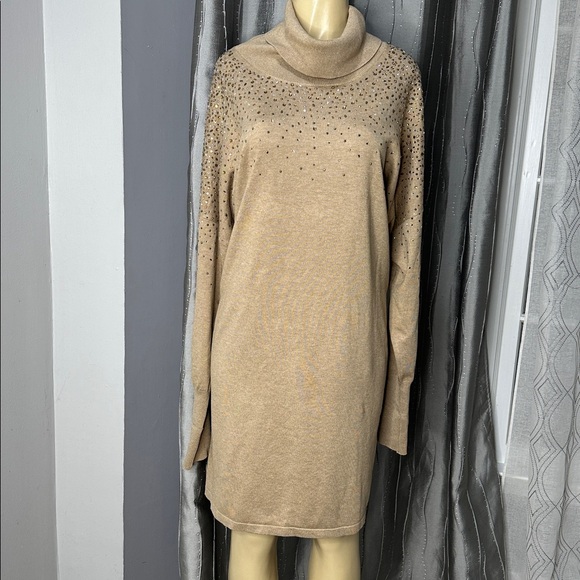 Calvin Klein Dresses & Skirts - Calvin Klein Women’s Embellished Long-Sleeve Sweater Dress Sz L